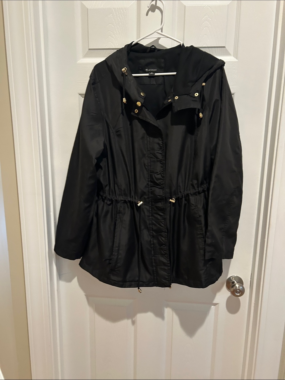 new directions Black Hooded Drawstring Utility Jacket